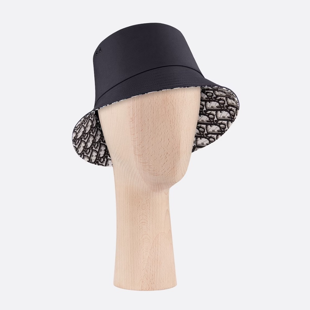 DIOR BLACK REVERSIBLE TEDDY-D SMALL BRIM BUCKET HAT